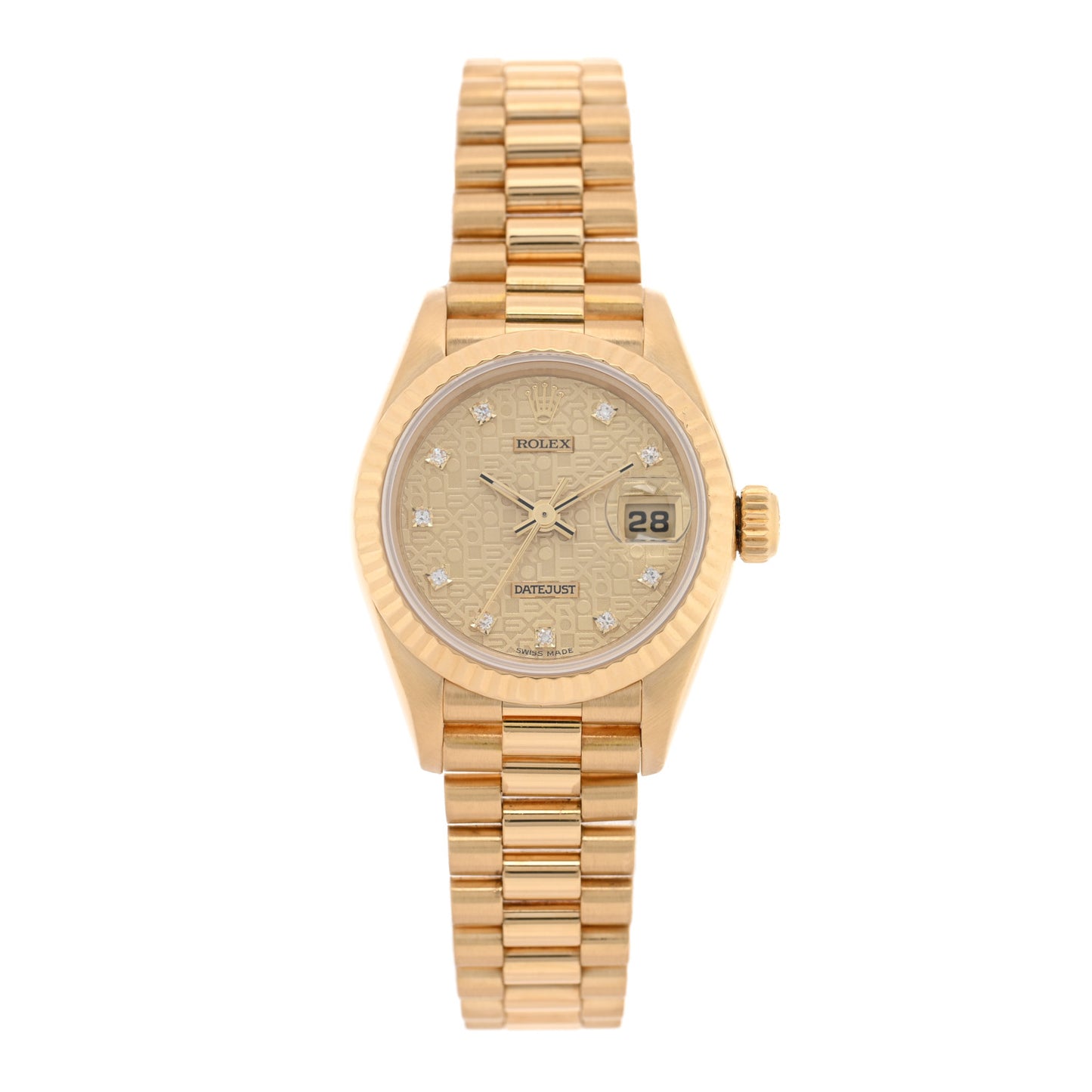 18K Yellow Gold Diamond 26mm Datejust President Watch Champagne Jubilee 69178