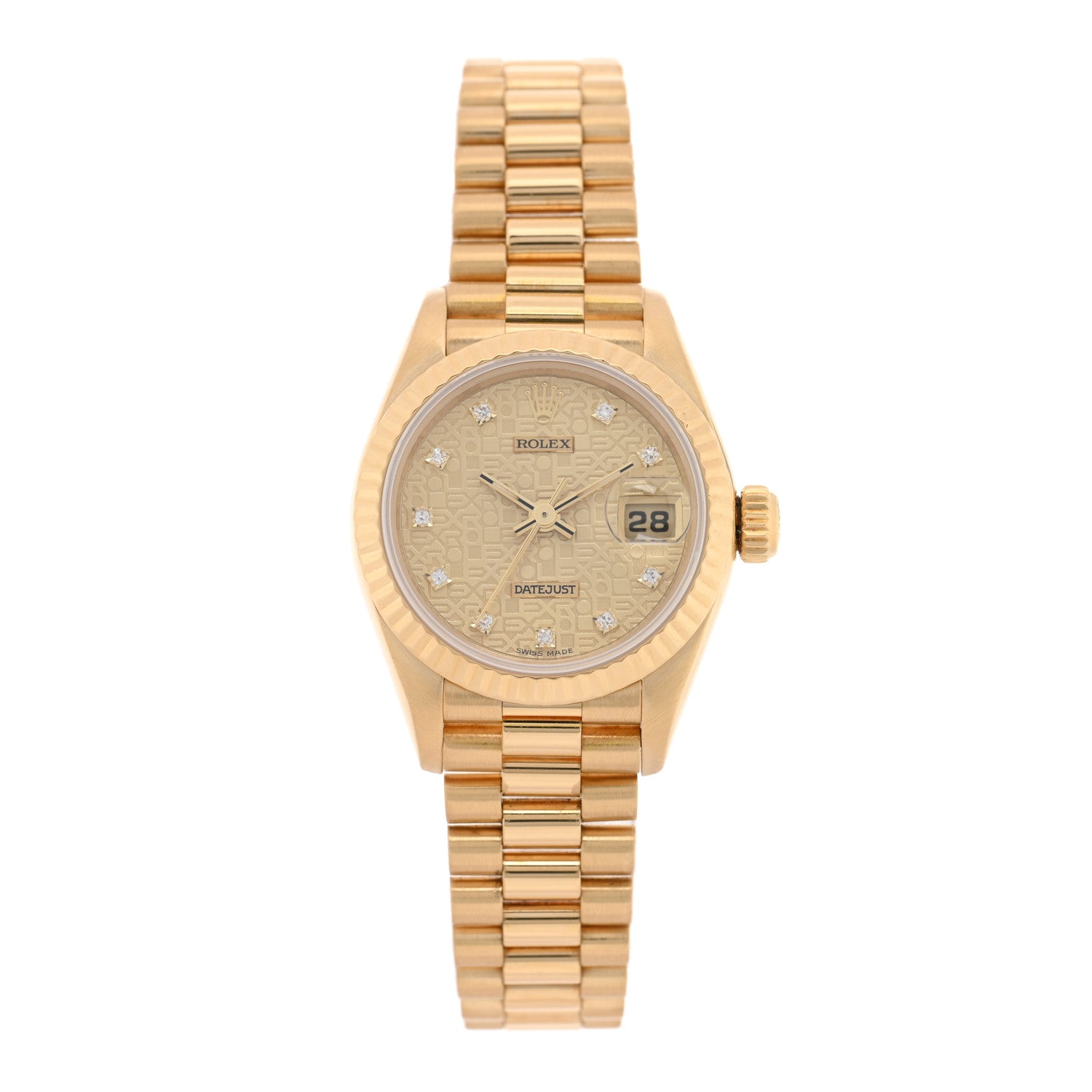 Rolex 18K Yellow Gold Diamond 26mm Datejust President Watch Champagne Jubilee 69178 1 of 4