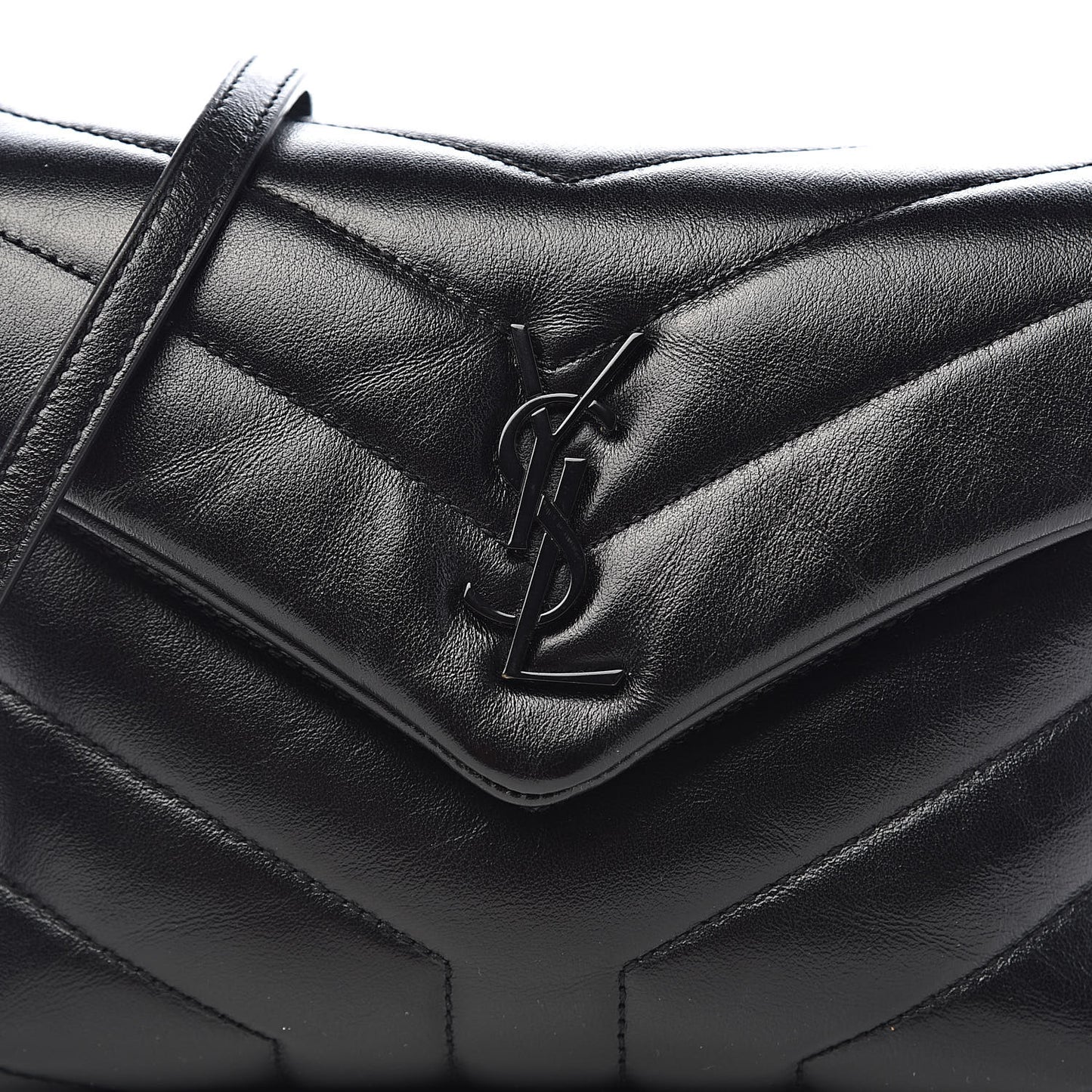 Calfskin Y Quilted Monogram Toy Loulou Crossbody Bag Black