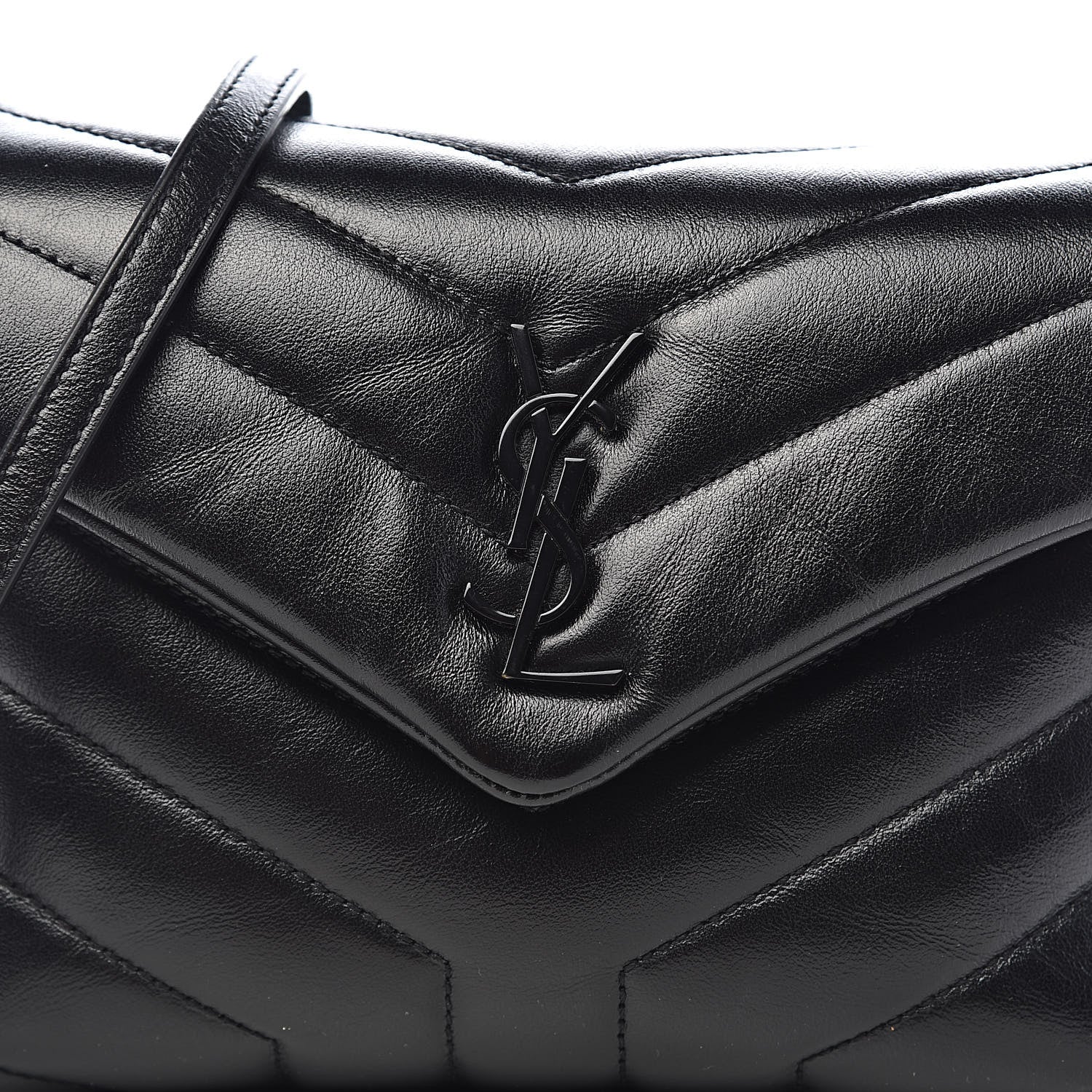 Saint Laurent Calfskin Y Quilted Monogram Toy Loulou Crossbody Bag Black 11 of 12