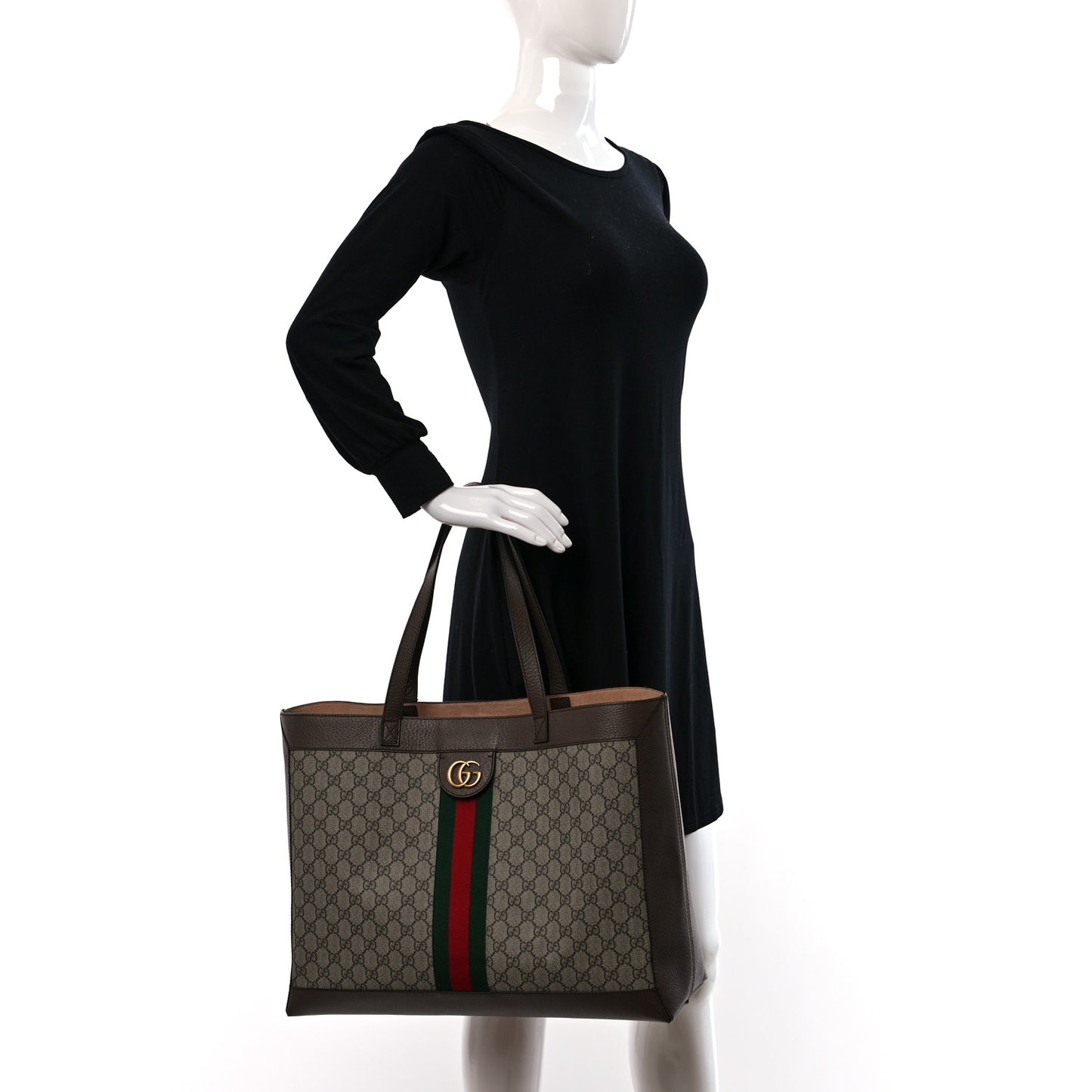 GG Supreme Monogram Web Ophidia Tote Brown