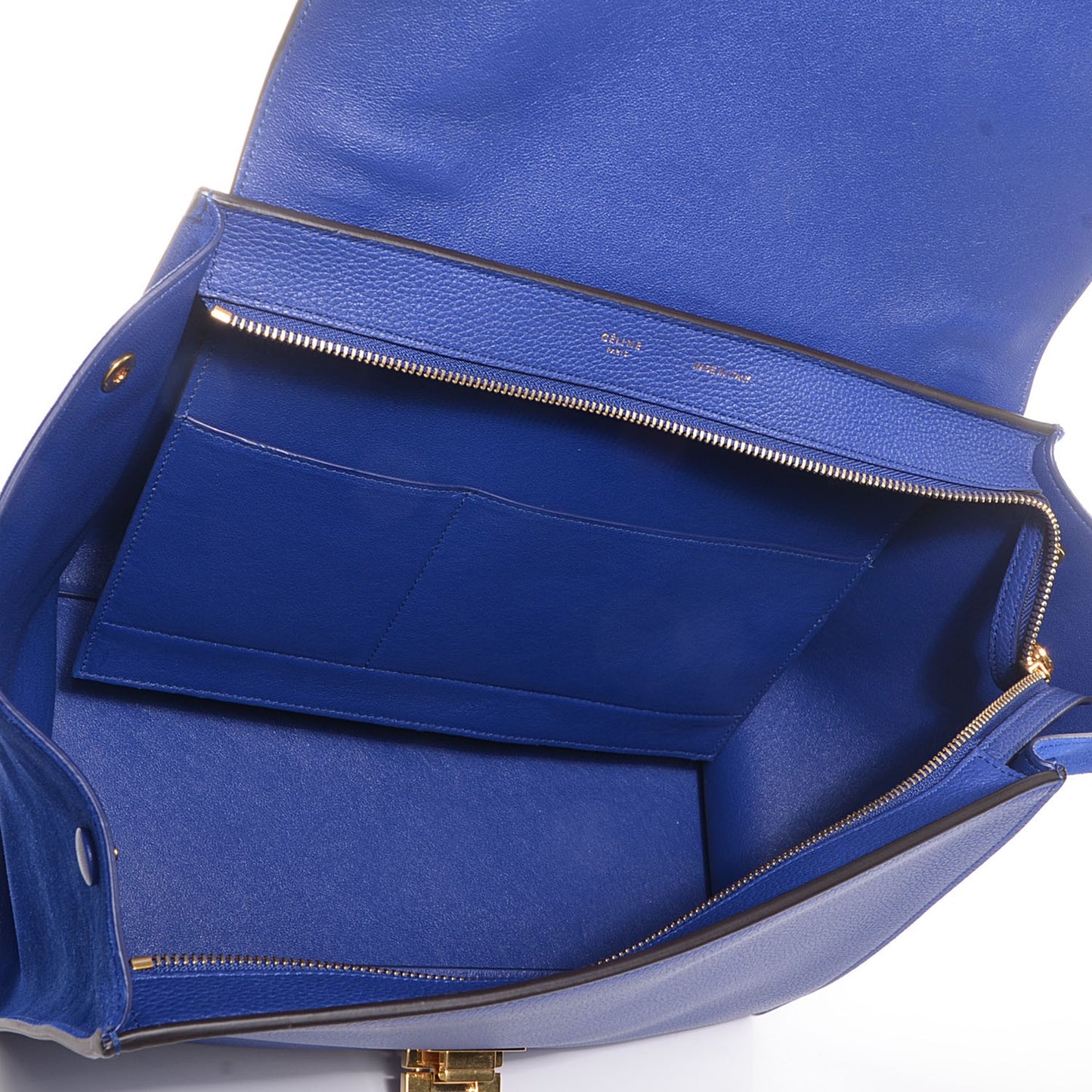Drummed Calfskin Suede Medium Trapeze Indigo