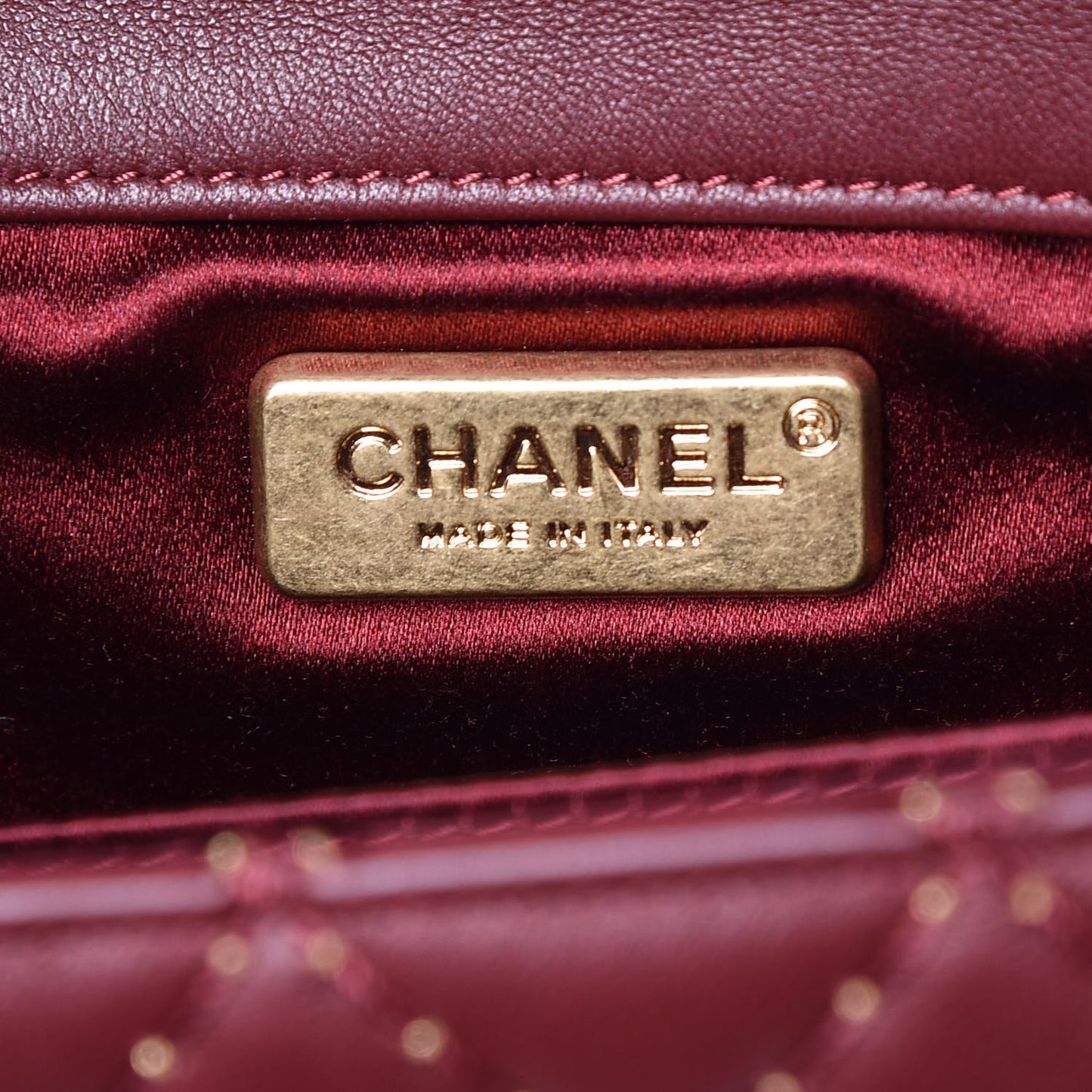 Lambskin Quilted Extra Mini Studded Flap Burgundy
