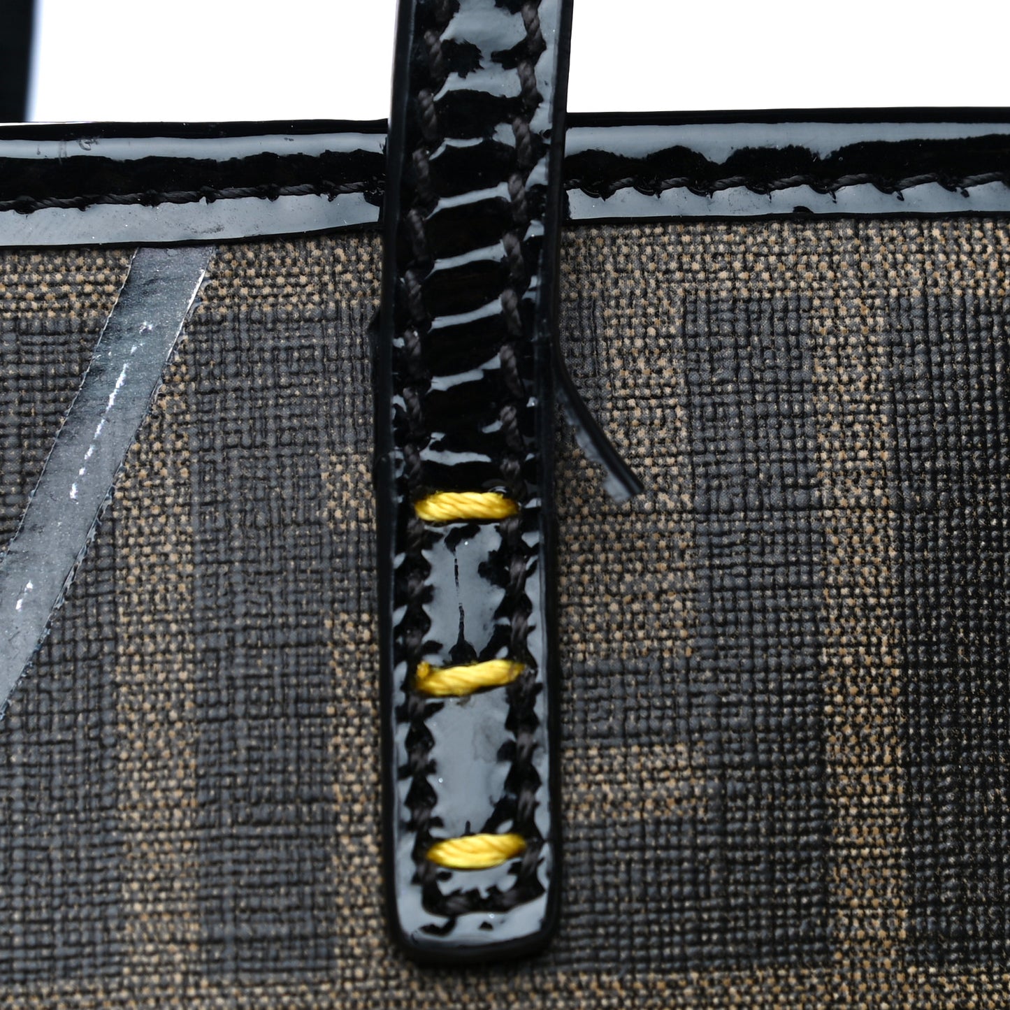 Zucca Spalmati Patent Baguette Print Medium Roll Tote Tobacco Yellow