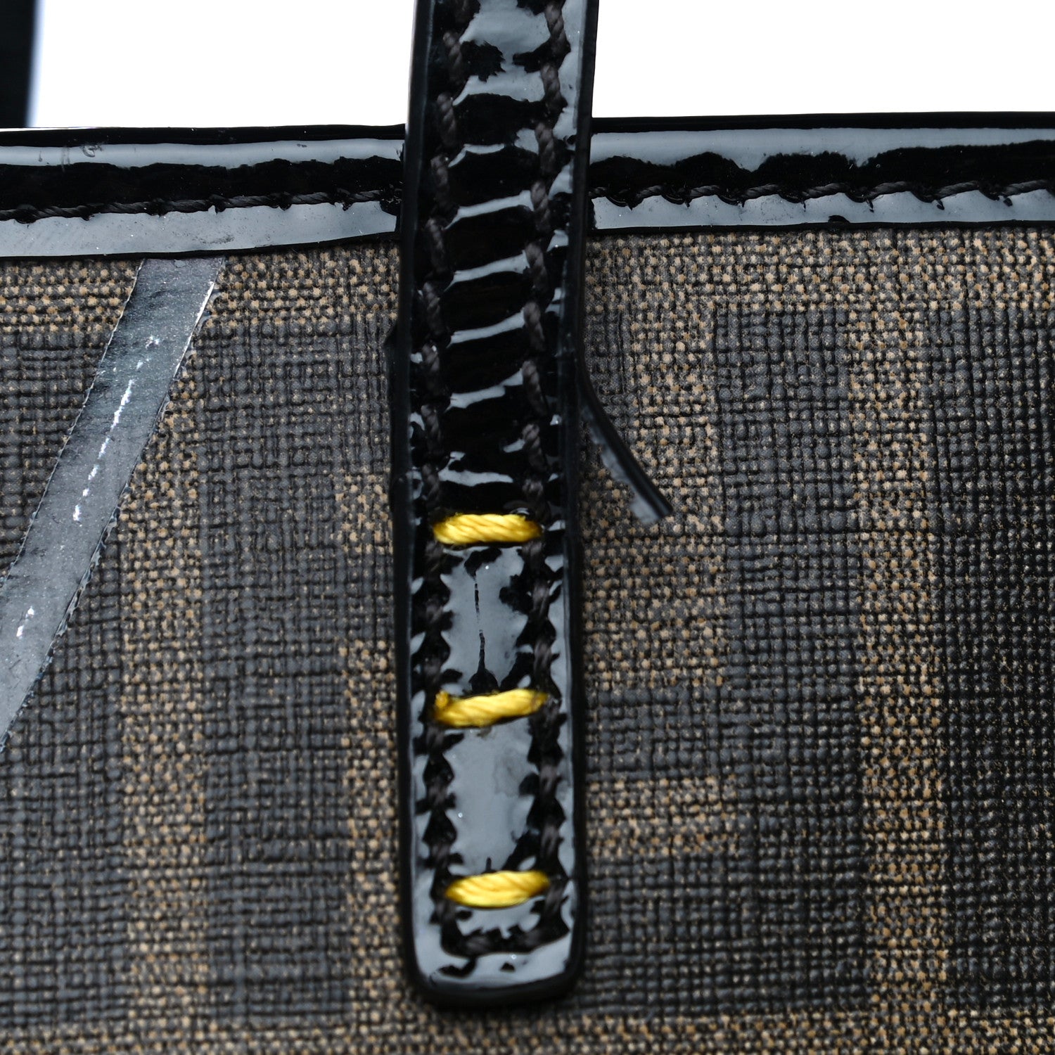 Fendi Zucca Spalmati Patent Baguette Print Medium Roll Tote Tobacco Yellow 12 of 13