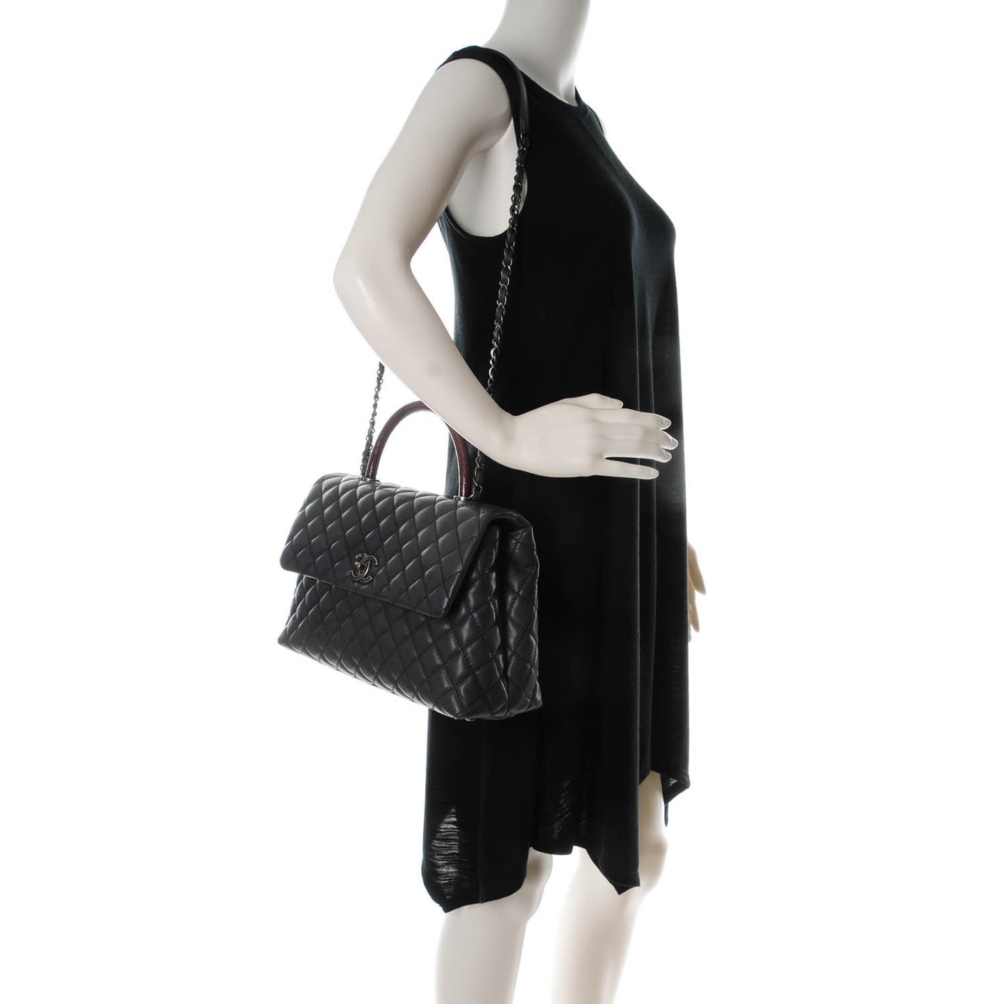 Caviar Lizard Quilted Medium Coco Handle Flap Grey