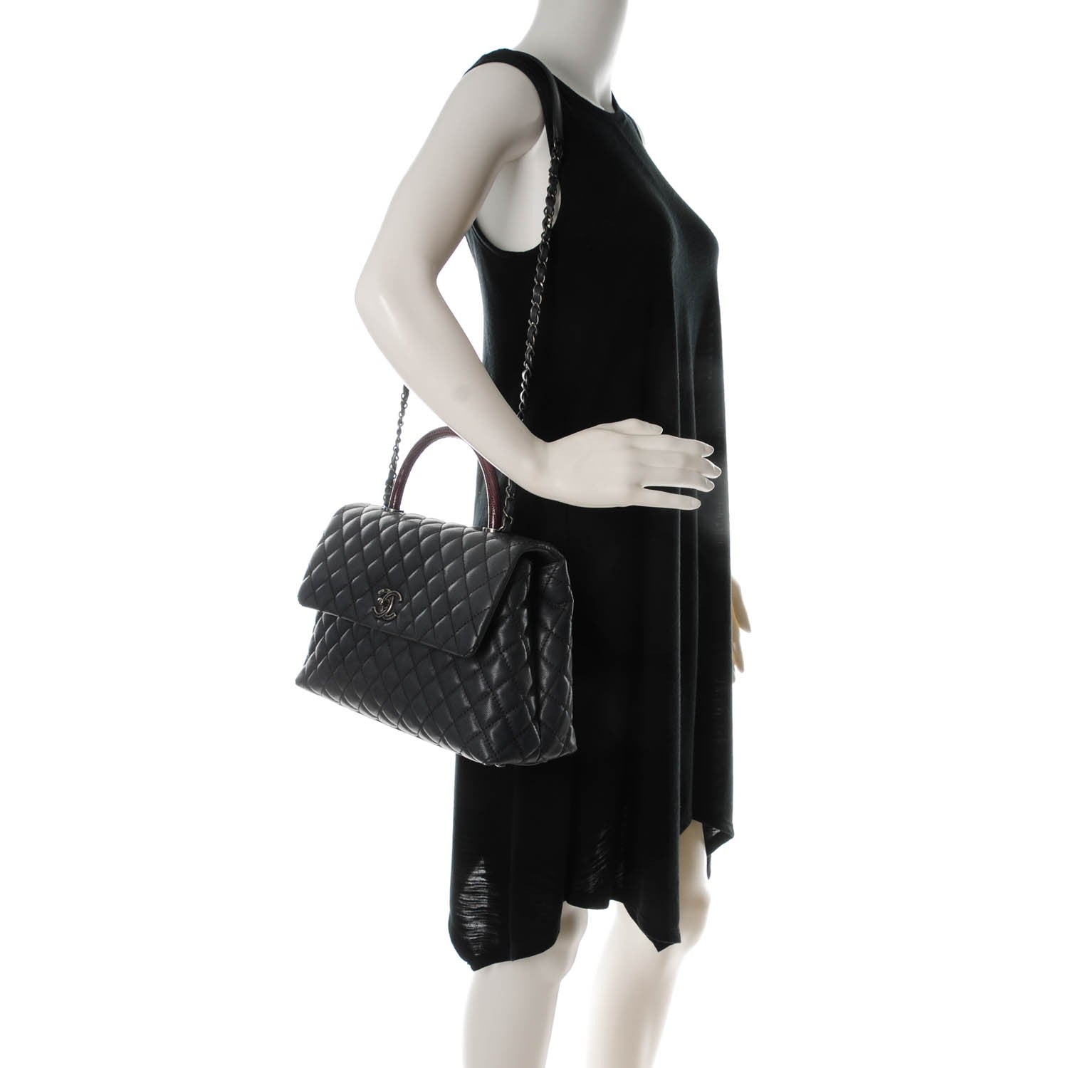 Chanel Caviar Lizard Quilted Medium Coco Handle Flap Grey 2 of 8