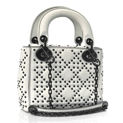 Christian Dior Ultra Matte Calfskin Studded Mini Supple Lady Dior White Black 3 of 9