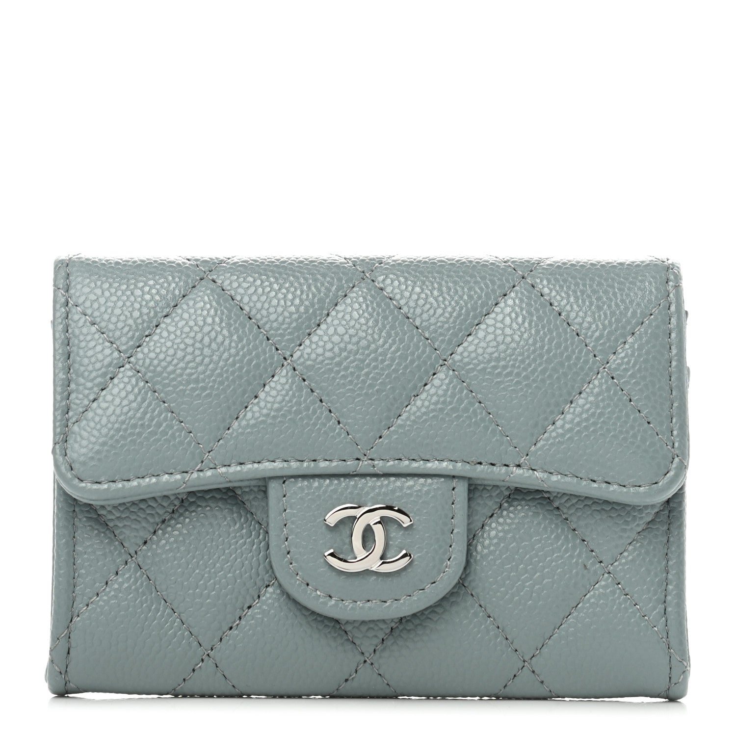 Chanel Caviar Quilted Flap Card Holder Wallet Dark Grey 1 of 8