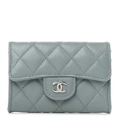 Chanel Caviar Quilted Flap Card Holder Wallet Dark Grey 1 of 8