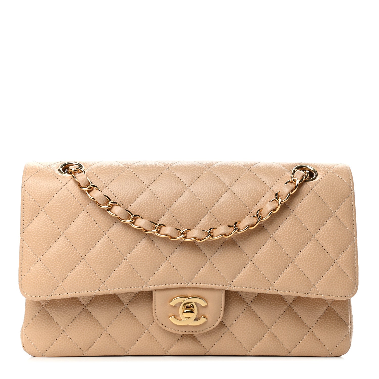Chanel Caviar Quilted Medium Double Flap Beige 1 of 4