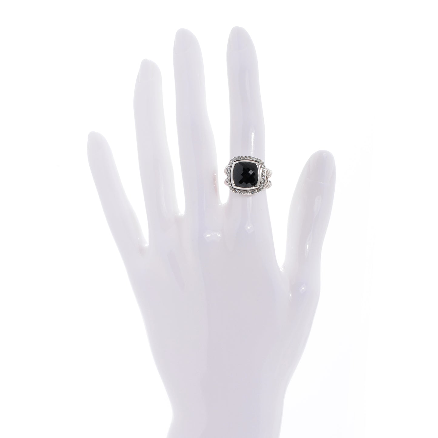 Sterling Silver Diamond Black Onyx 11mm Albion Ring 50 5.5