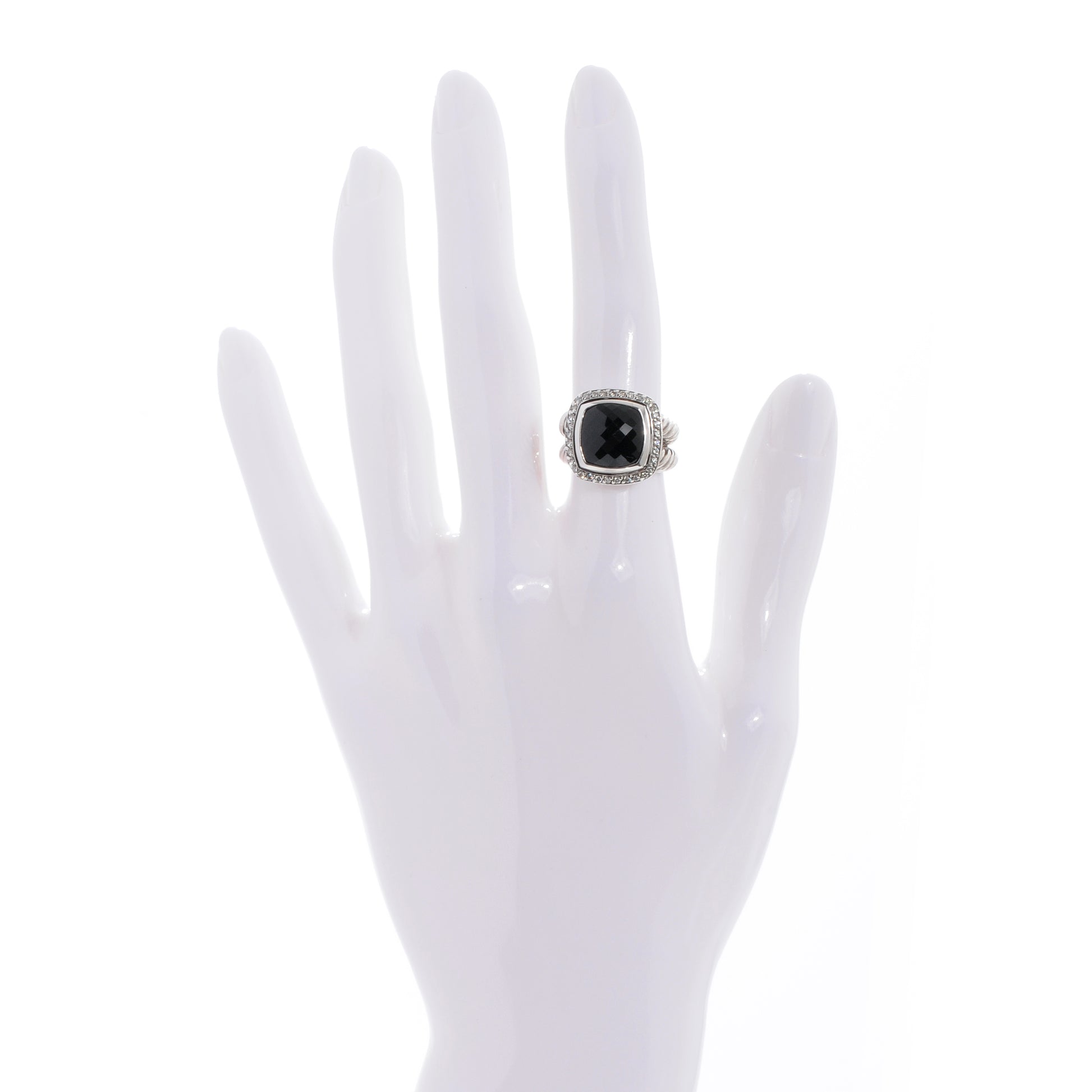 David Yurman Sterling Silver Diamond Black Onyx 11mm Albion Ring 50 5.5 2 of 10