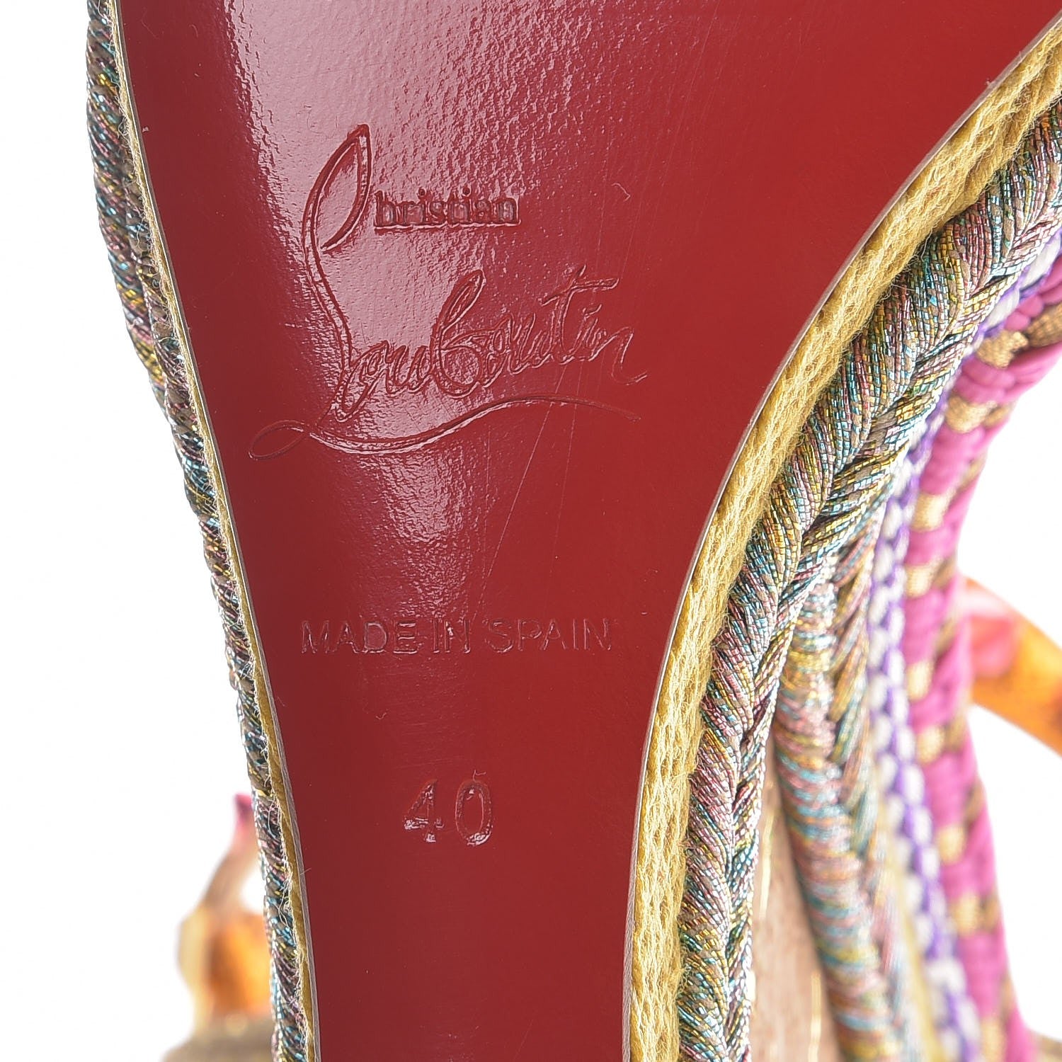 Christian Louboutin Nappa Pepite Liege Lame Madmonica 120 Wedge Sandals 40 Full Moon 6 of 7
