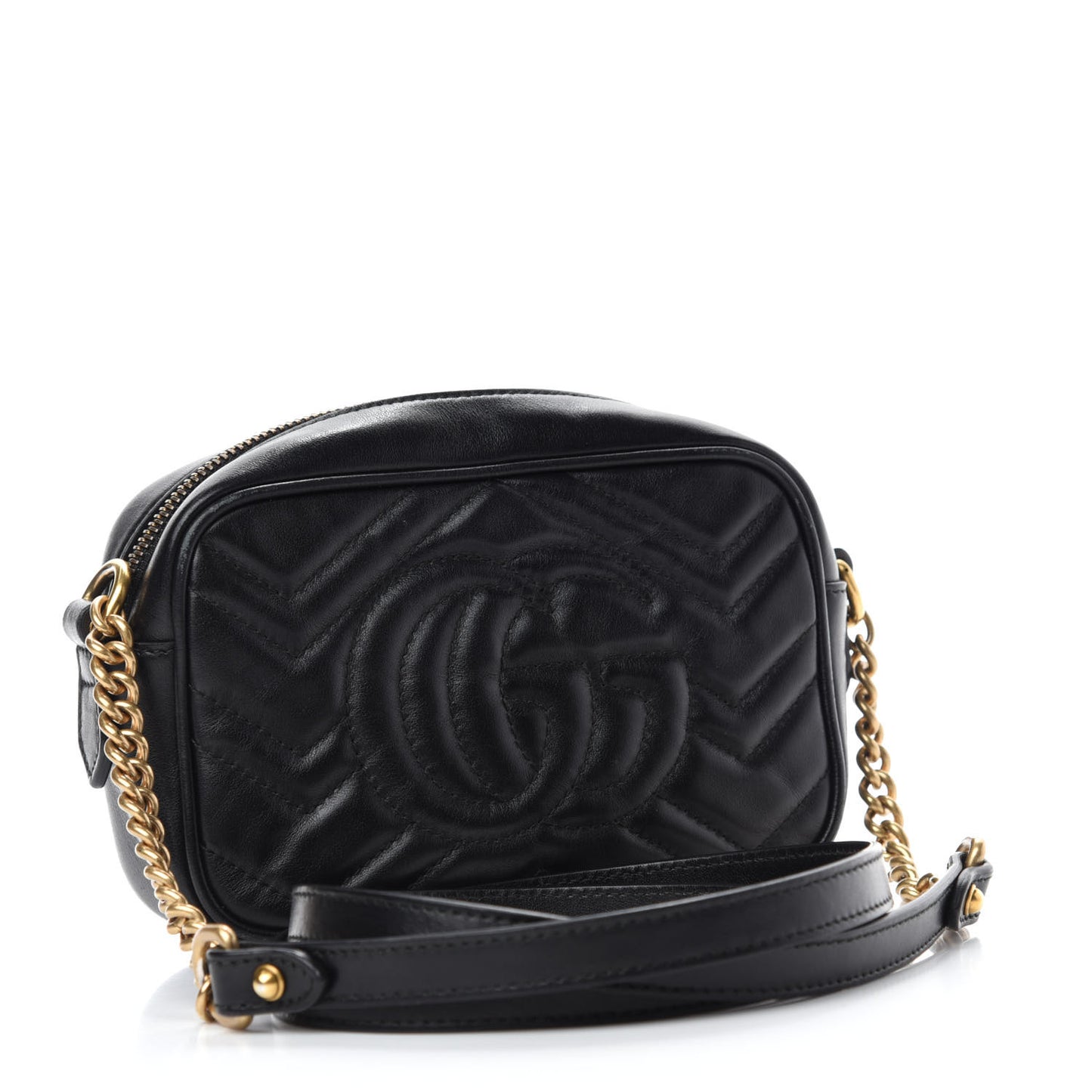 Calfskin Matelasse Mini GG Marmont Chain Shoulder Bag Black