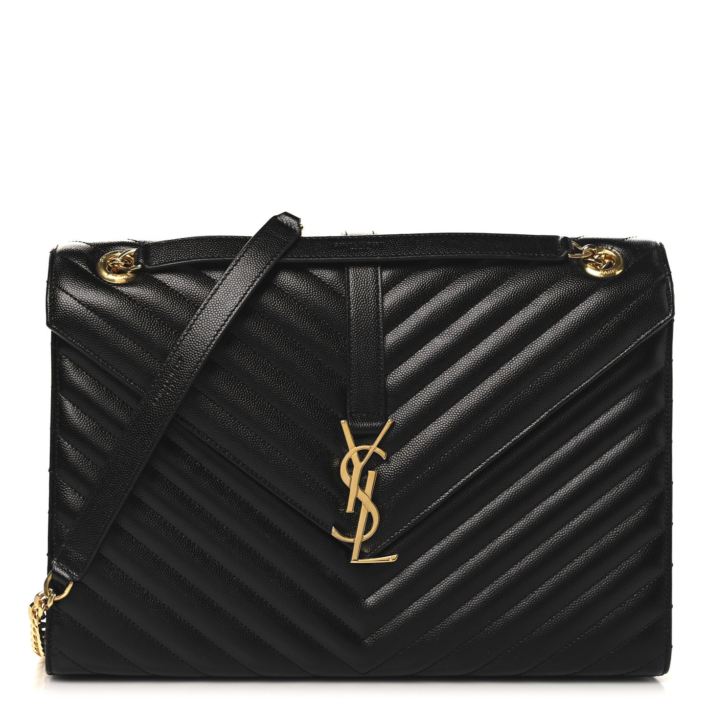 Grain De Poudre Textured Mixed Matelasse Large Triquilt Monogram Satchel Black