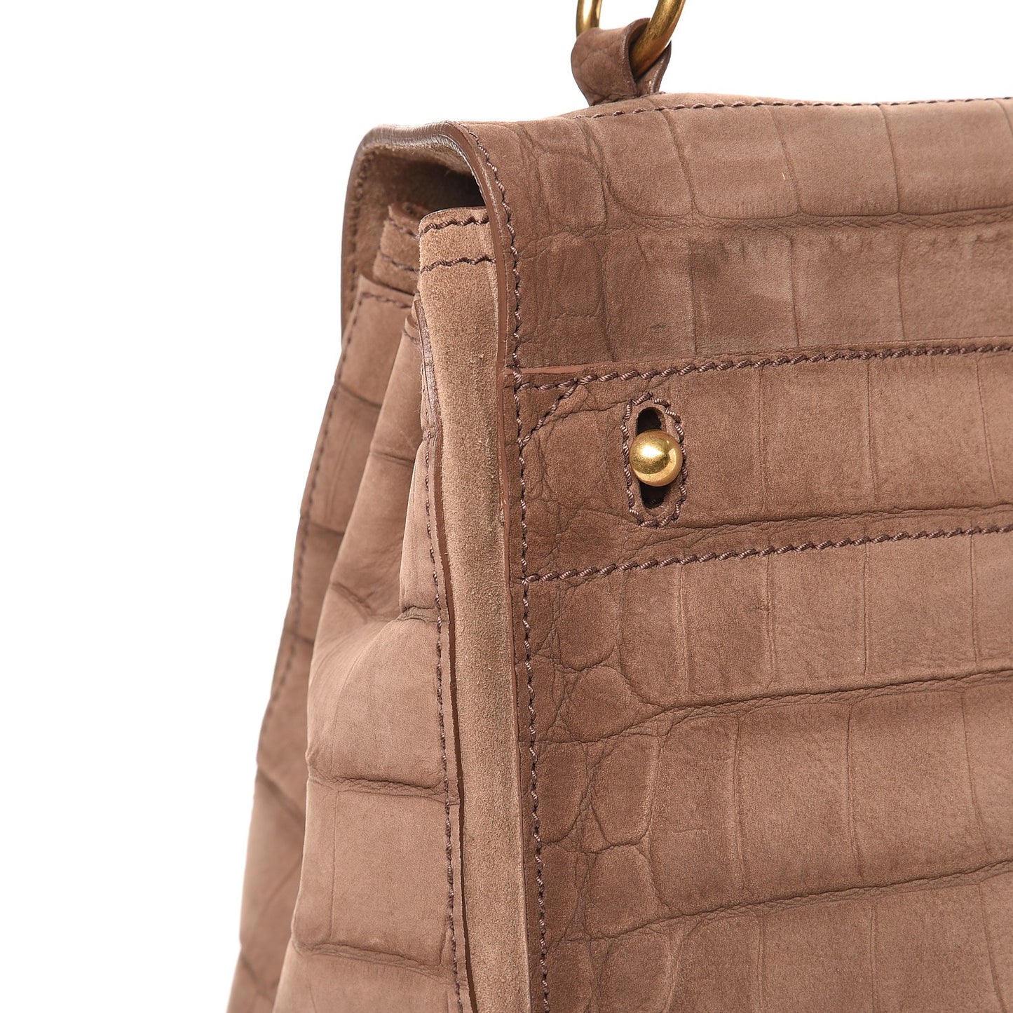 Crocodile Embossed Nubuck Calfskin Medium Muse Two Brown