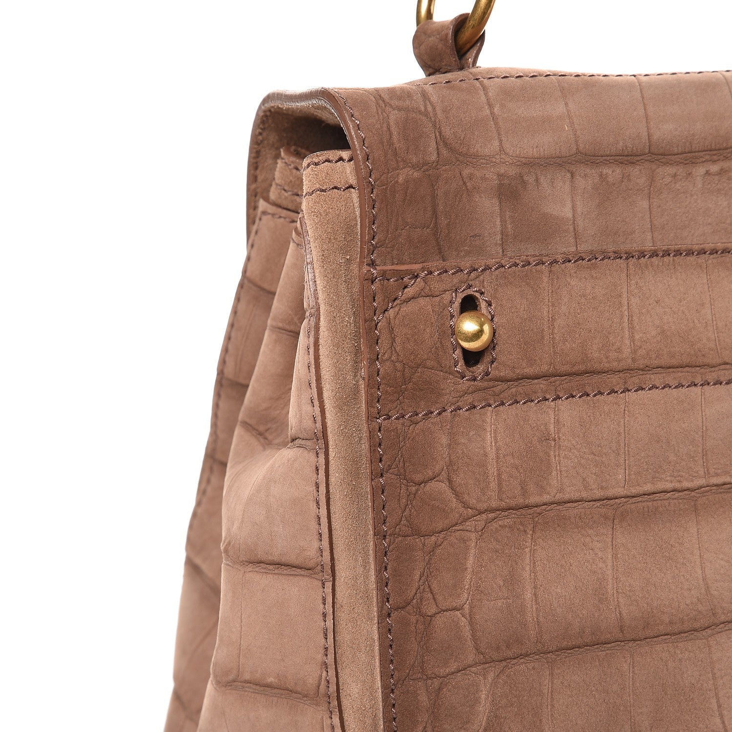 Saint Laurent Crocodile Embossed Nubuck Calfskin Medium Muse Two Brown 10 of 10