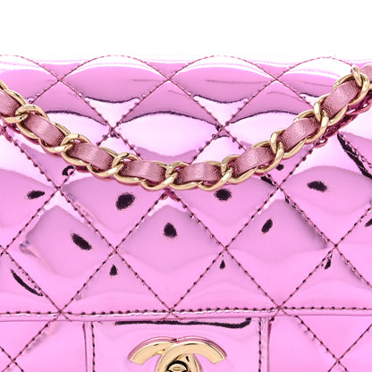 Chanel Mirror Calfskin Metallic Calfskin Quilted Hollywood Boulevard Mini Flap With Coin Purse Light Purple 9 of 11