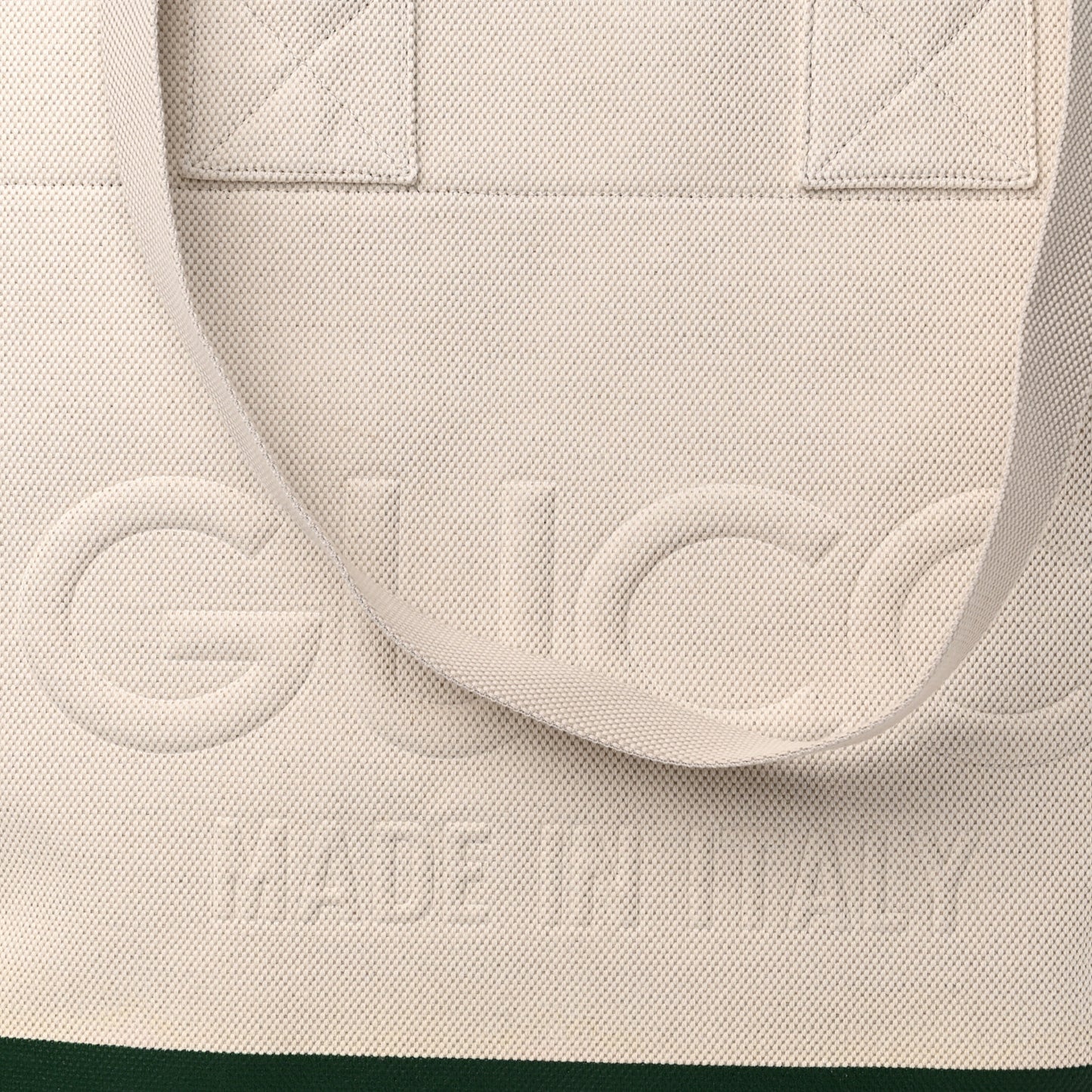 Canvas Logo Embossed Ophidia Tote Beige