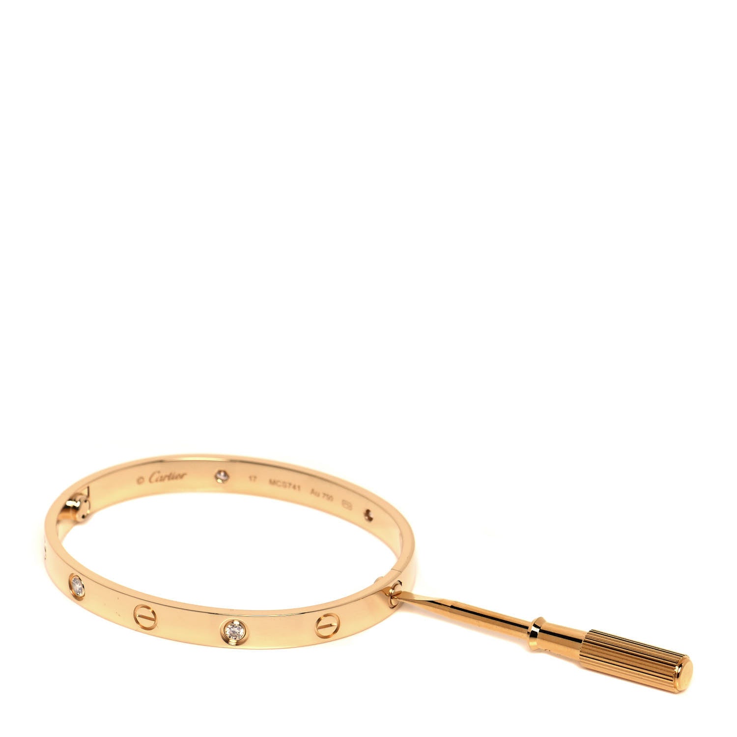 Cartier 18K Yellow Gold 4 Diamond LOVE Bracelet 17 4 of 6