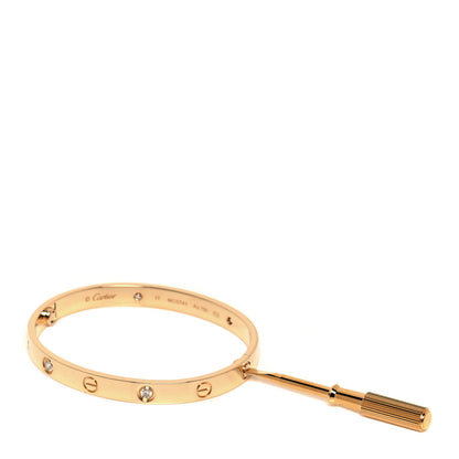 Cartier 18K Yellow Gold 4 Diamond LOVE Bracelet 17 4 of 6