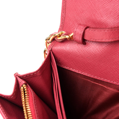 Prada Saffiano Metal Oro Chain Wallet Peonia 9 of 10