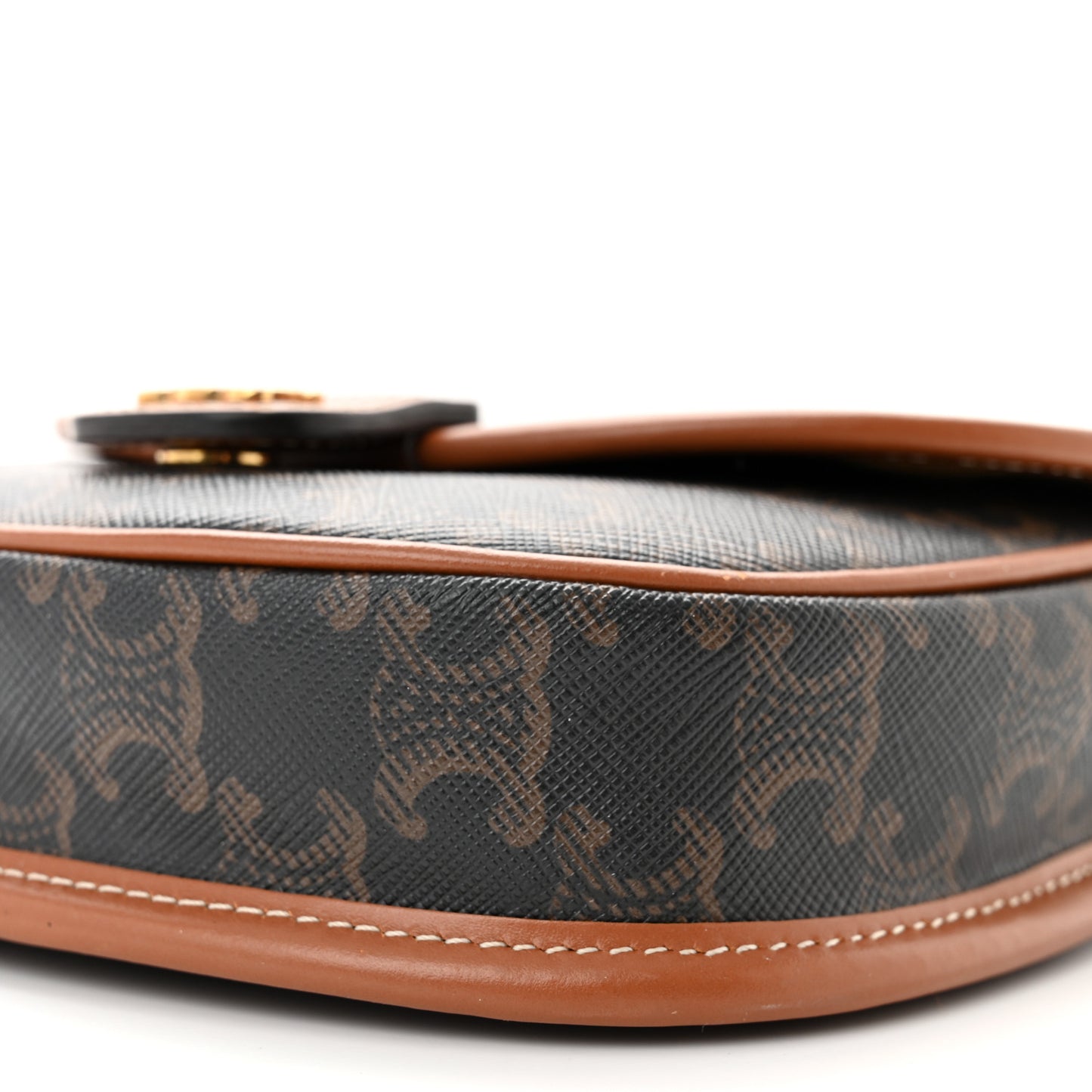 Canvas Calfskin Triomphe Mini Besace Tan