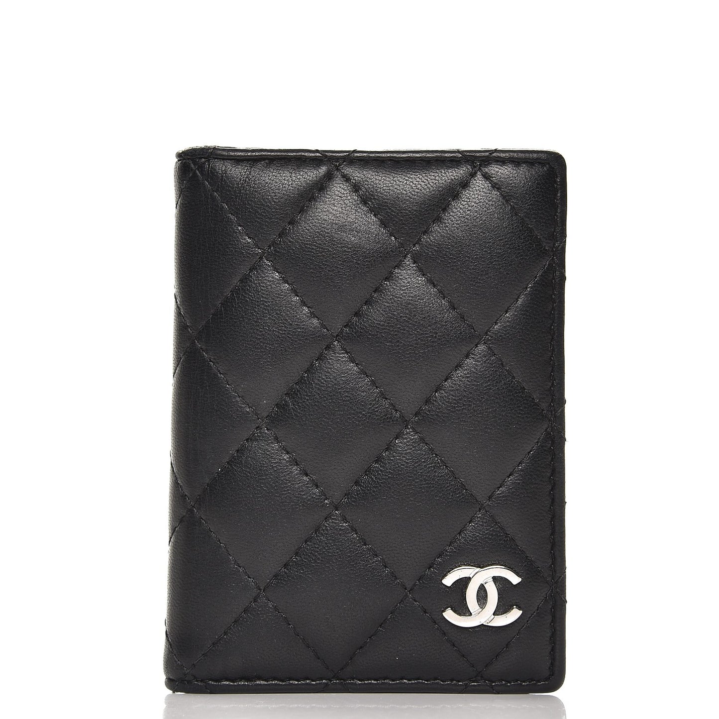 Lambskin Quilted Card Holder Wallet Black