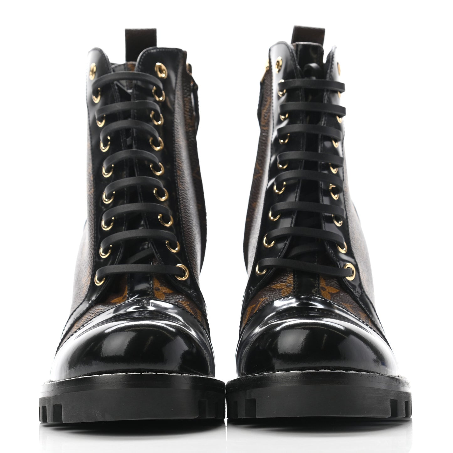 Patent Calfskin Monogram Star Trail Ankle Boots 39 Black