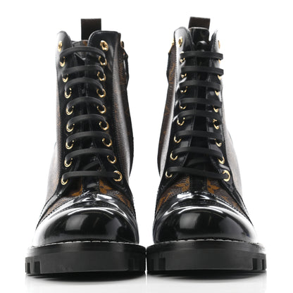 Louis Vuitton Patent Calfskin Monogram Star Trail Ankle Boots 39 Black 2 of 8