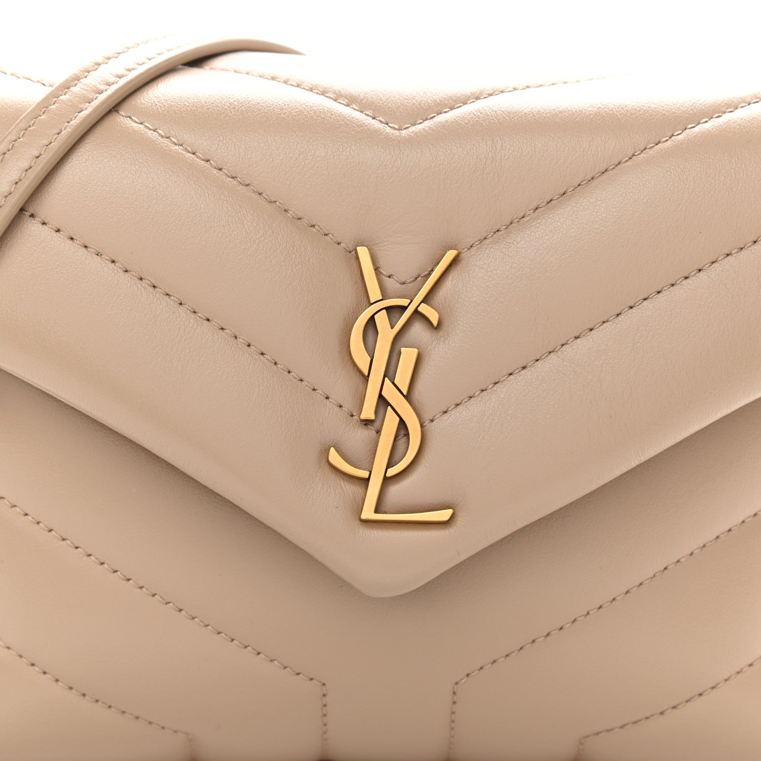 Saint Laurent Calfskin Y Quilted Monogram Toy Loulou Crossbody Bag Dark Beige 7 of 10
