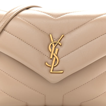 Saint Laurent Calfskin Y Quilted Monogram Toy Loulou Crossbody Bag Dark Beige 7 of 10