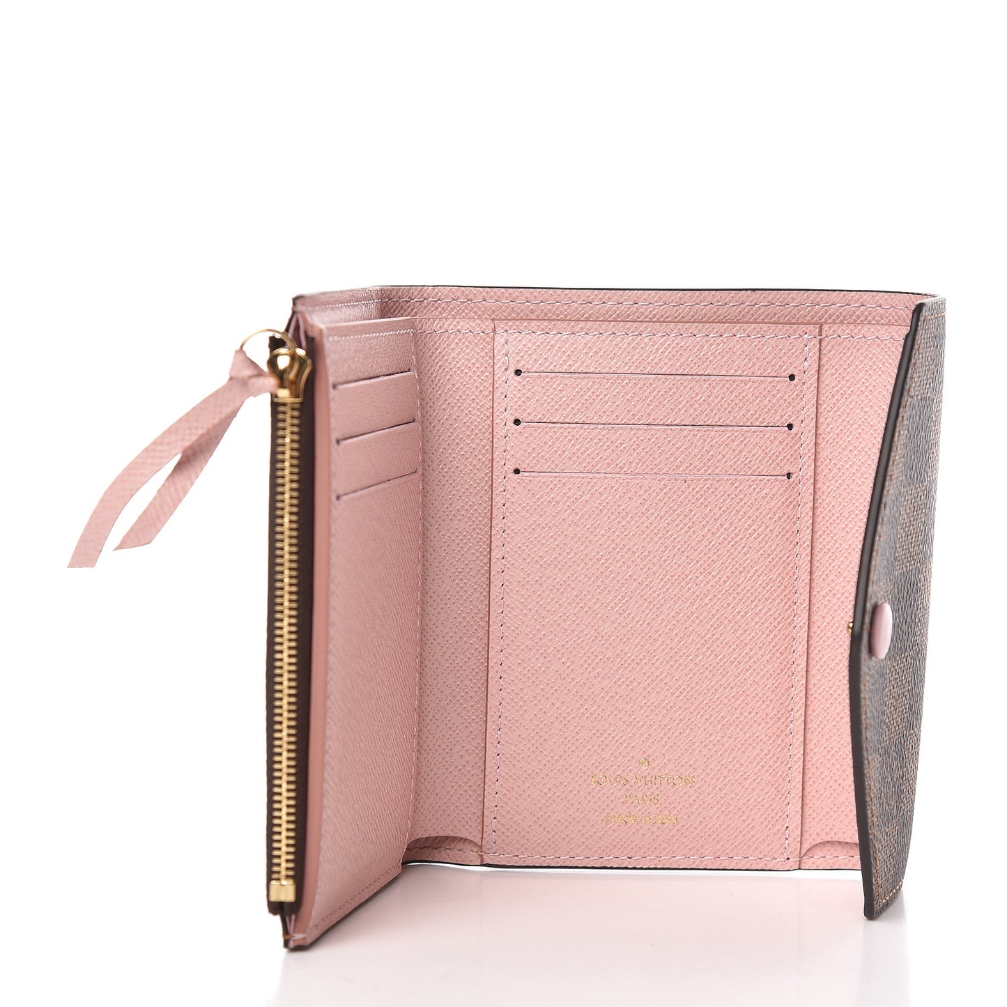 Damier Ebene Victorine Wallet Rose Ballerine