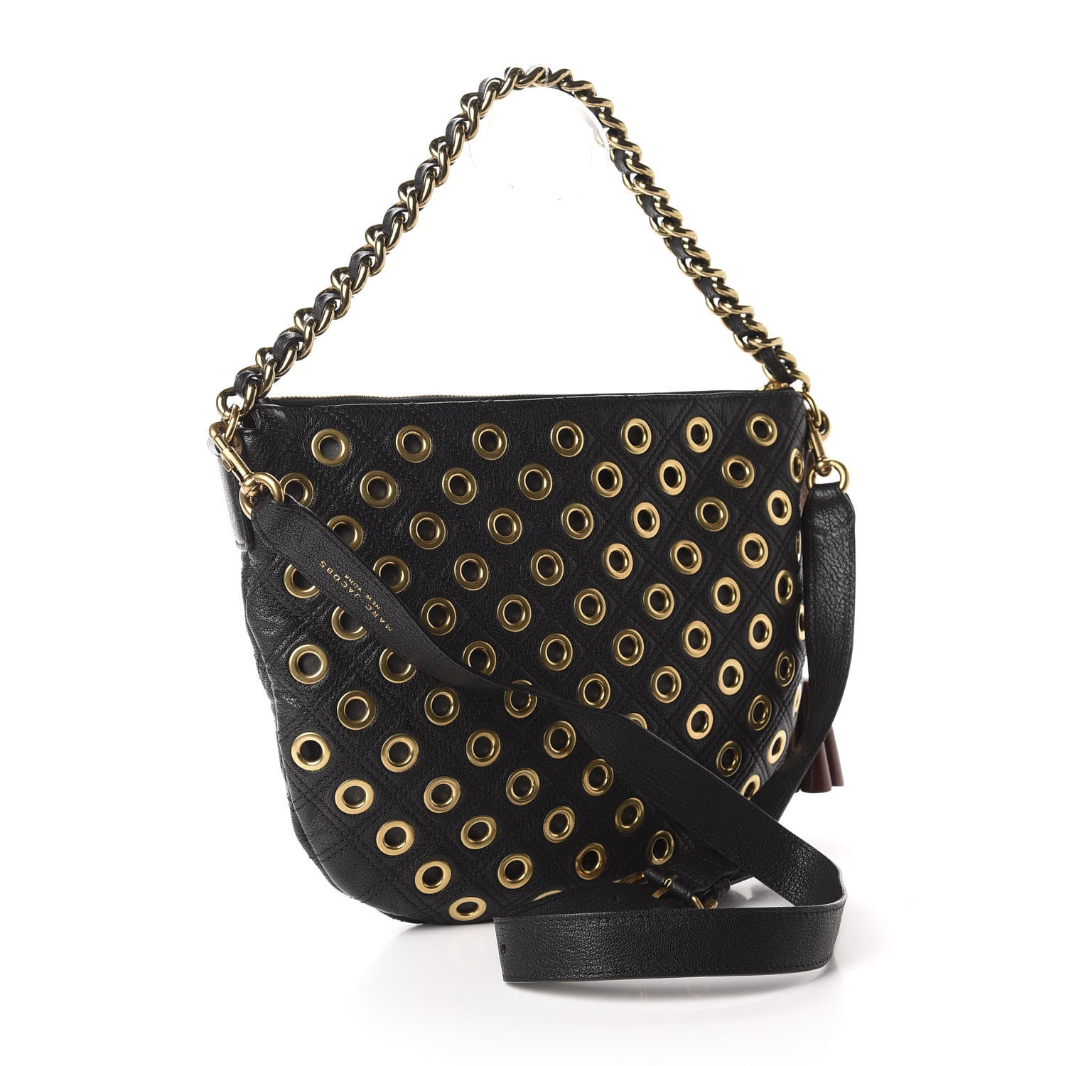 Marc Jacobs Goatskin Quilted Grommet Small Nomad Hobo Black 3 of 10