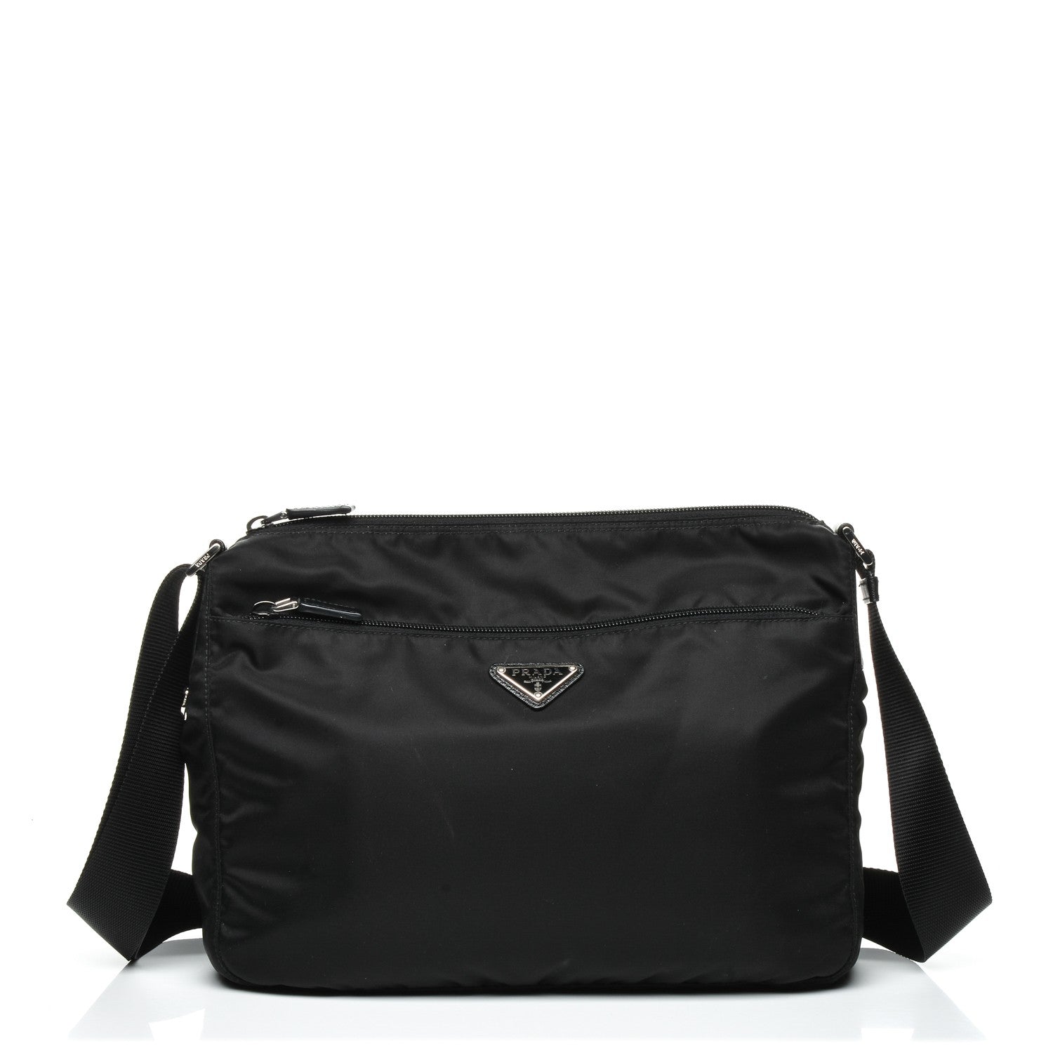 Prada Nylon Saffiano Vela Messenger Bag Nero Black 1 of 14