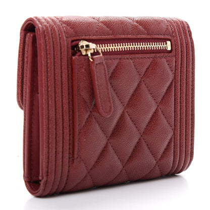 Chanel Caviar Quilted Compact Boy Wallet Burgundy 3 of 9