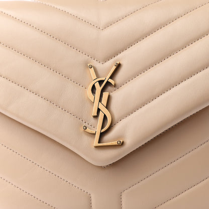 Saint Laurent Calfskin Y Quilted Monogram Medium Loulou Chain Satchel Nude Powder 9 of 9