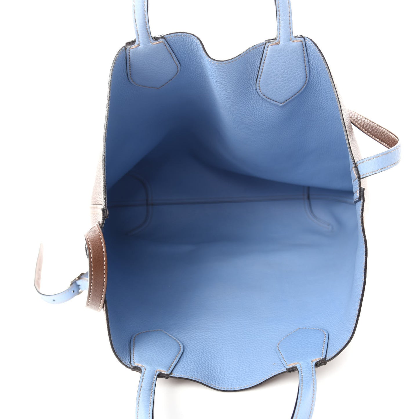 Cellarius Calfskin Bi-Color Medium Ramble Reversible Tote Nut Brown Mineral Blue