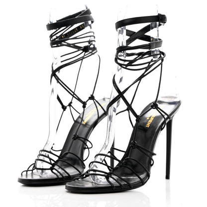 Saint Laurent Robin Zig Zag Heels Sandals 40 Black 3 of 15