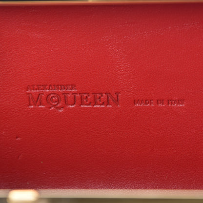Alexander McQueen Patent Calfskin Britannia Skull Box Clutch Red Gold 7 of 9