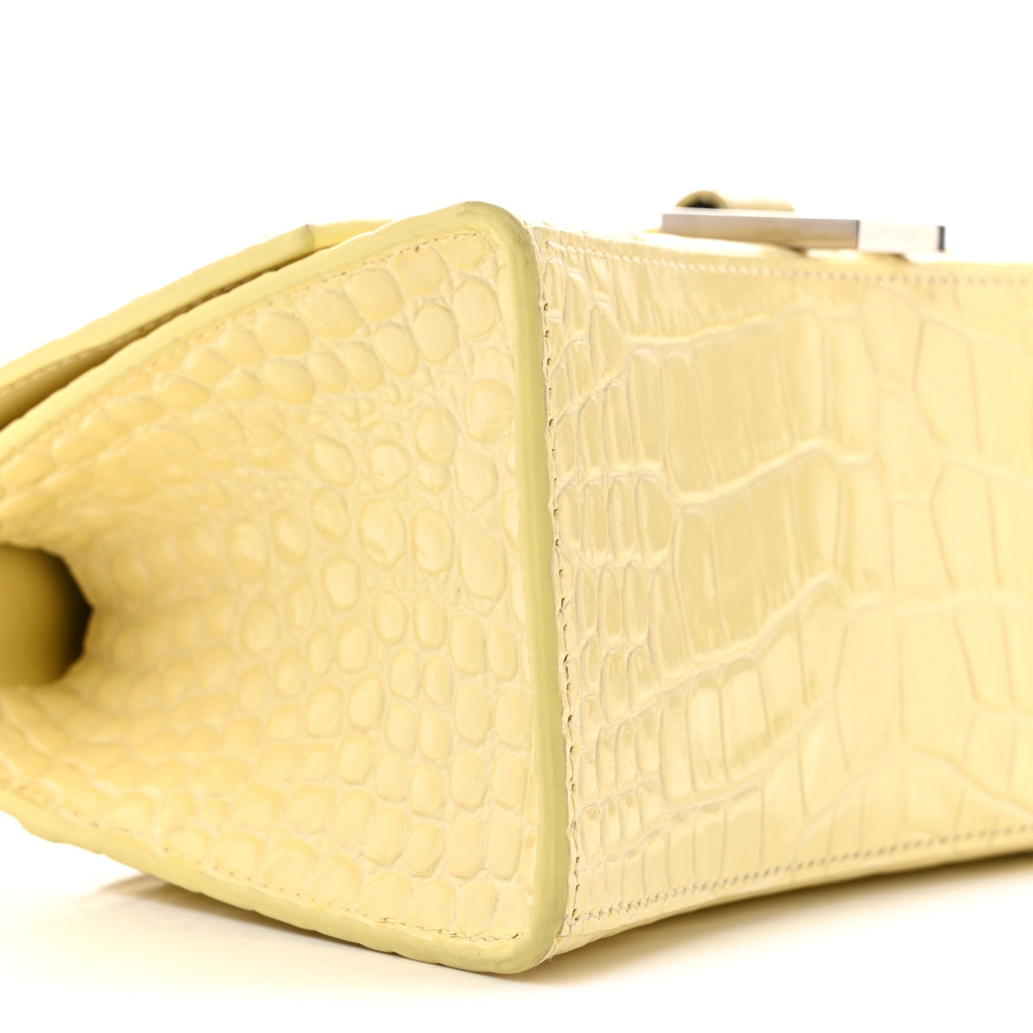Balenciaga Calfskin Crocodile Embossed Small Hourglass Top Handle