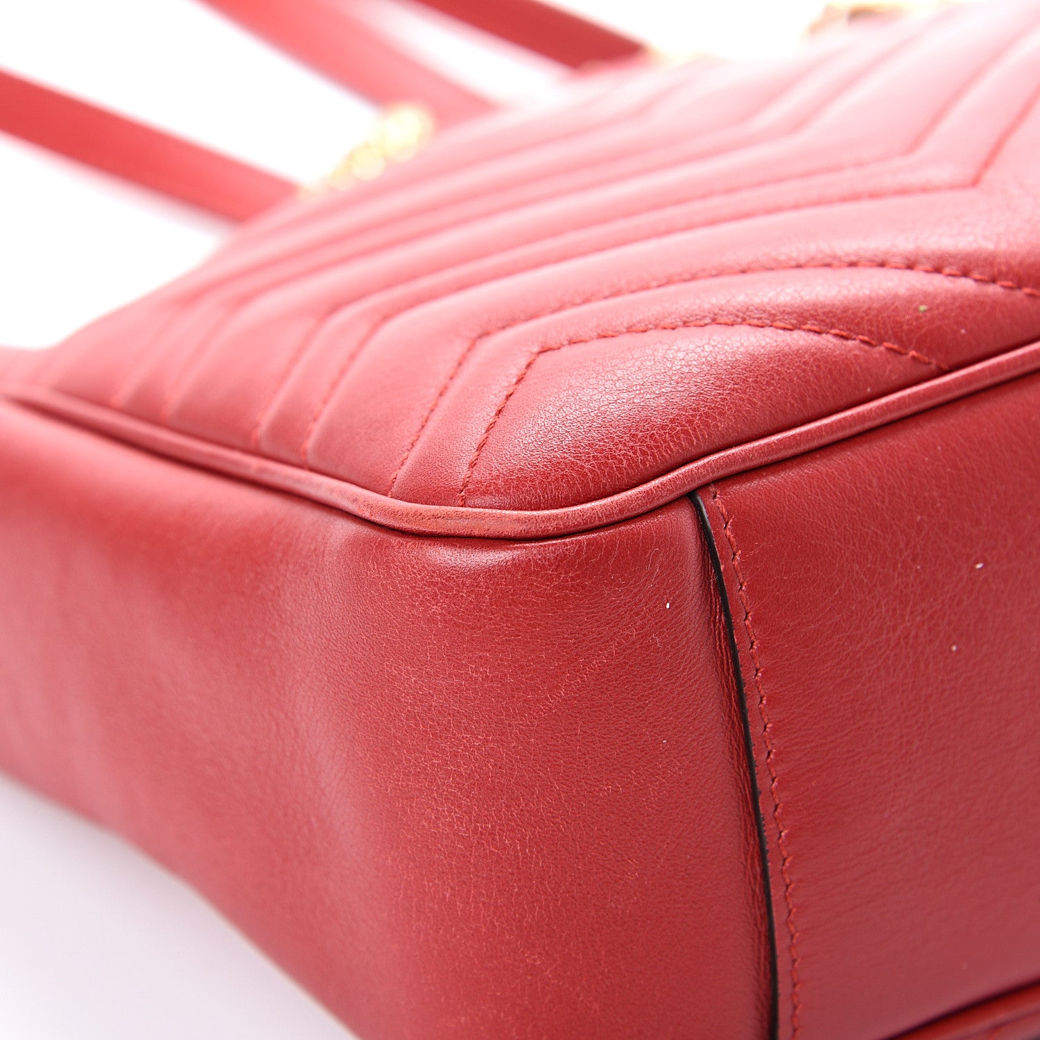 Gucci Calfskin Matelasse Medium GG Marmont Open Top Shoulder Bag Hibiscus Red 8 of 16