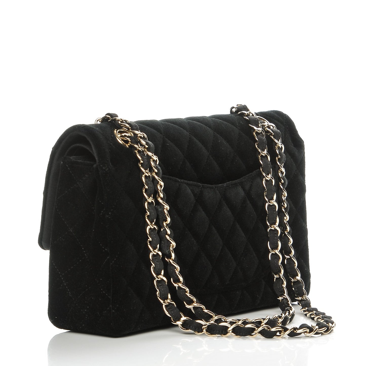 Velvet Quilted Medium Double Flap Black