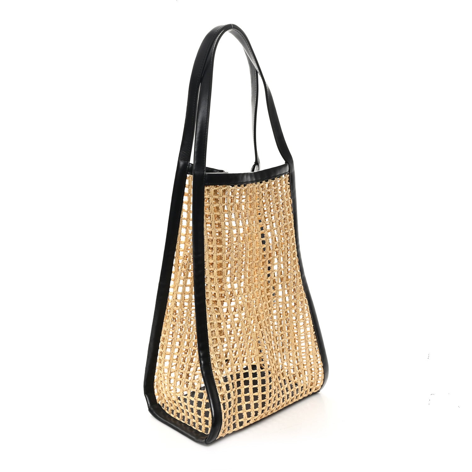 Khaite Raffia Calfskin June Cutout Palm Tote Natural Black 3 of 9
