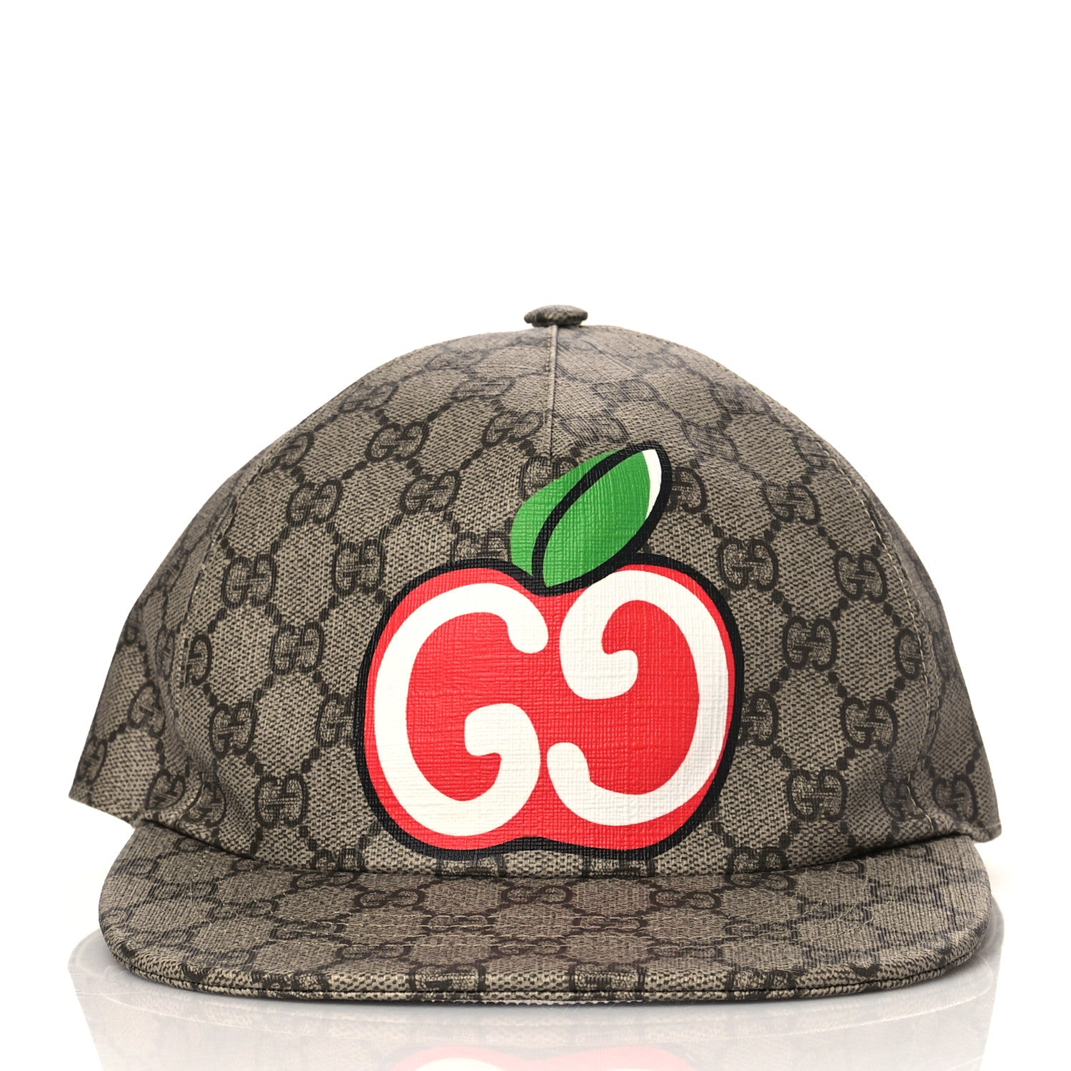 Gucci GG Supreme Monogram Apple Print Baseball Hat M Beige Red 2 of 8
