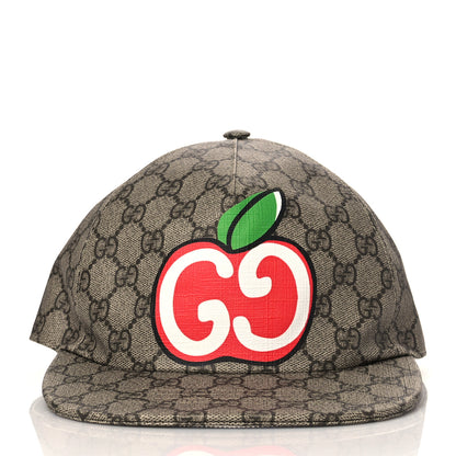 Gucci GG Supreme Monogram Apple Print Baseball Hat M Beige Red 2 of 8