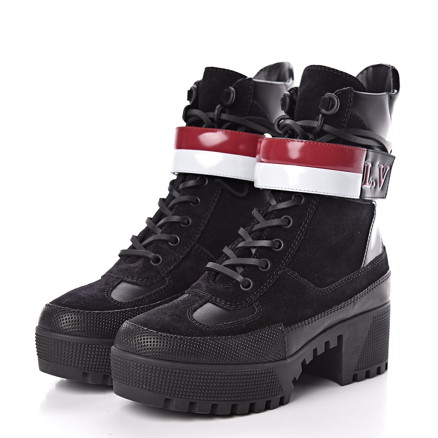 Suede Calfskin Laureate Platform Desert Boots 36 Black