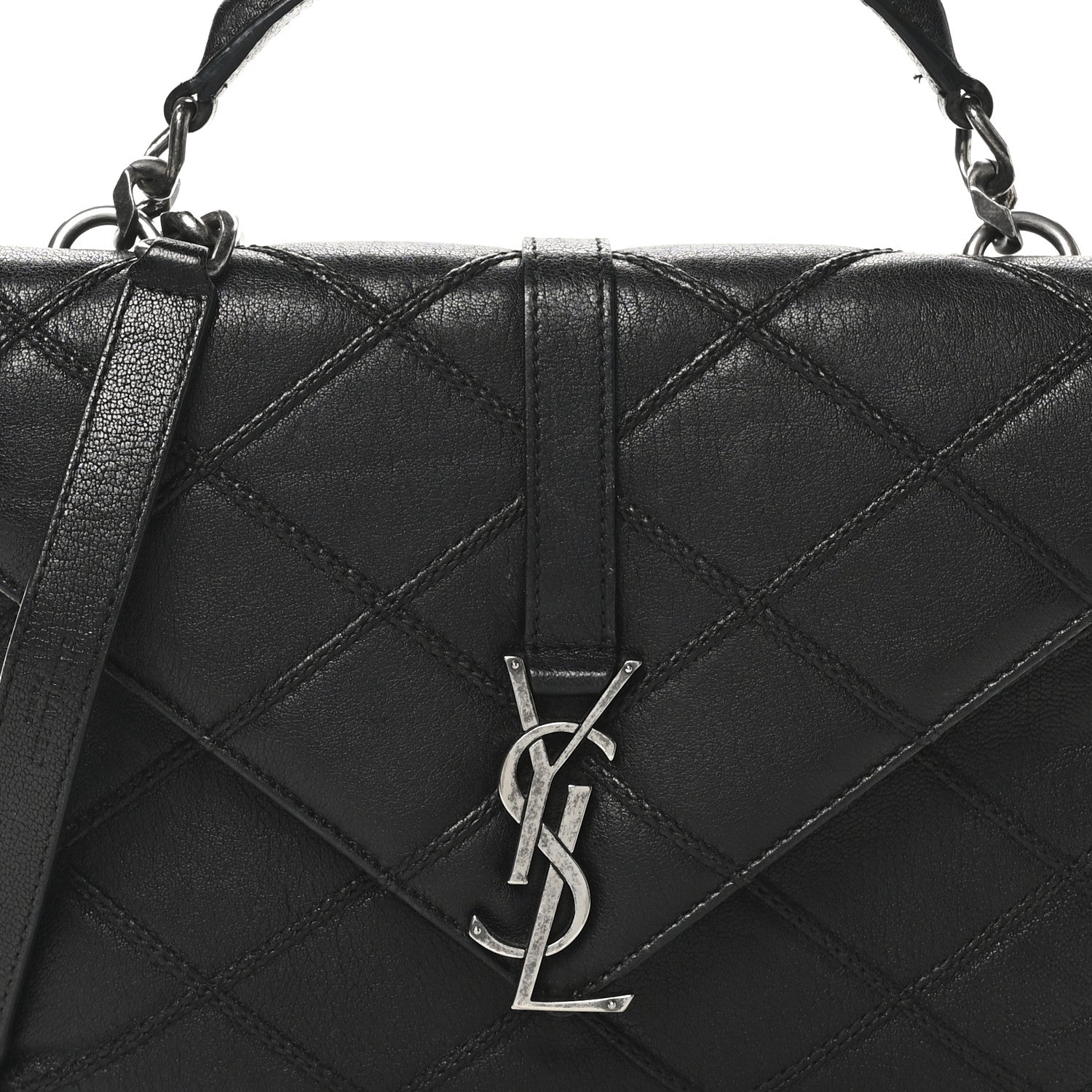 Saint Laurent Calfskin Matelasse Diamond Quilted Monogram Medium College Bag Black 8 of 11