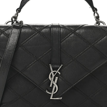 Saint Laurent Calfskin Matelasse Diamond Quilted Monogram Medium College Bag Black 8 of 11